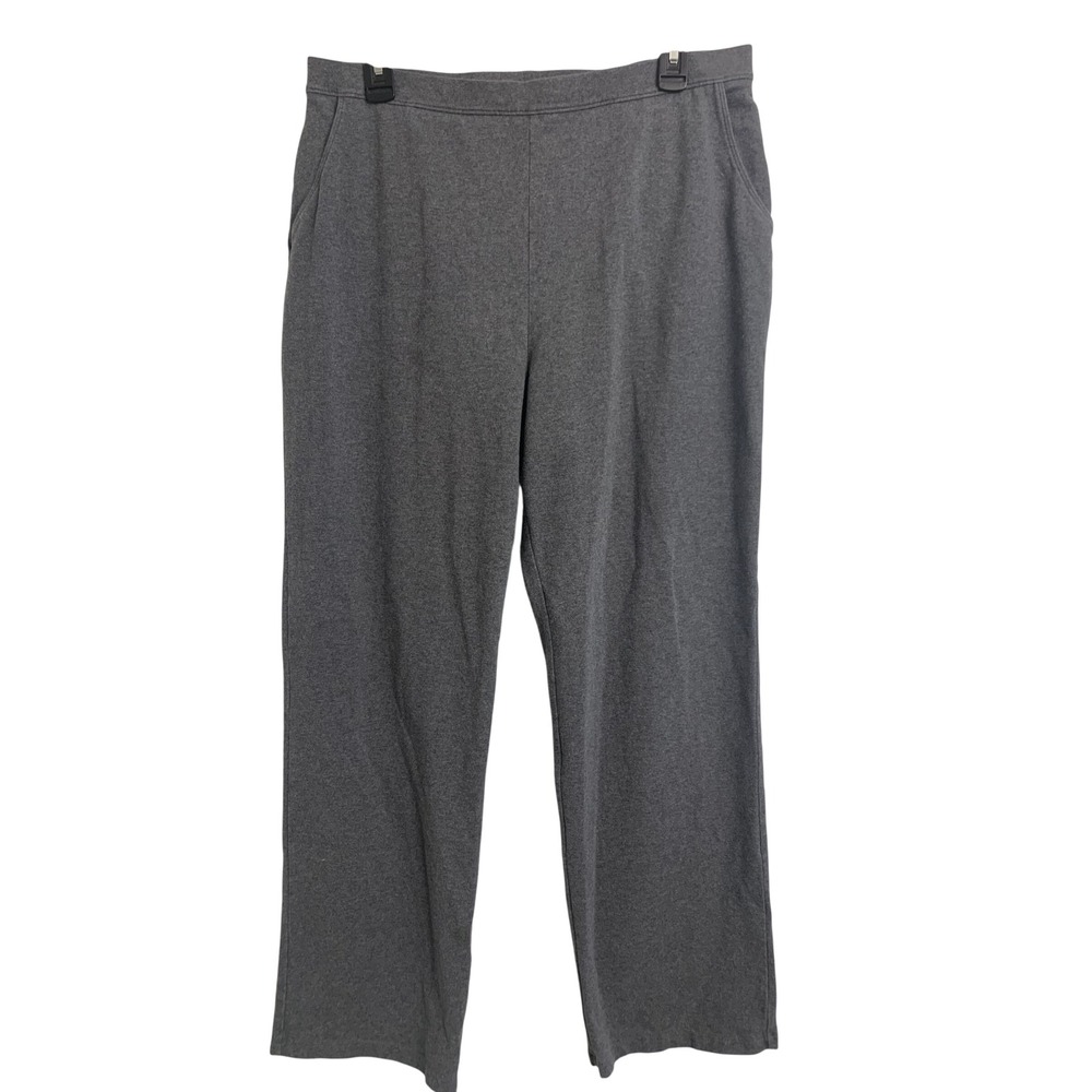 LL Bean Wide Leg Outdoor Loungewear Pants Grey‎ Cotton Stretch L /PET